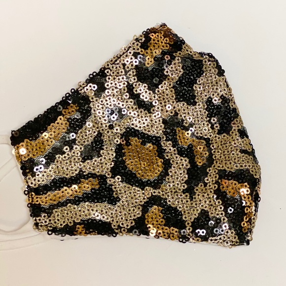 None Accessories - 🔥3/$20🔥Gold Leopard Print Sequin Face Mask